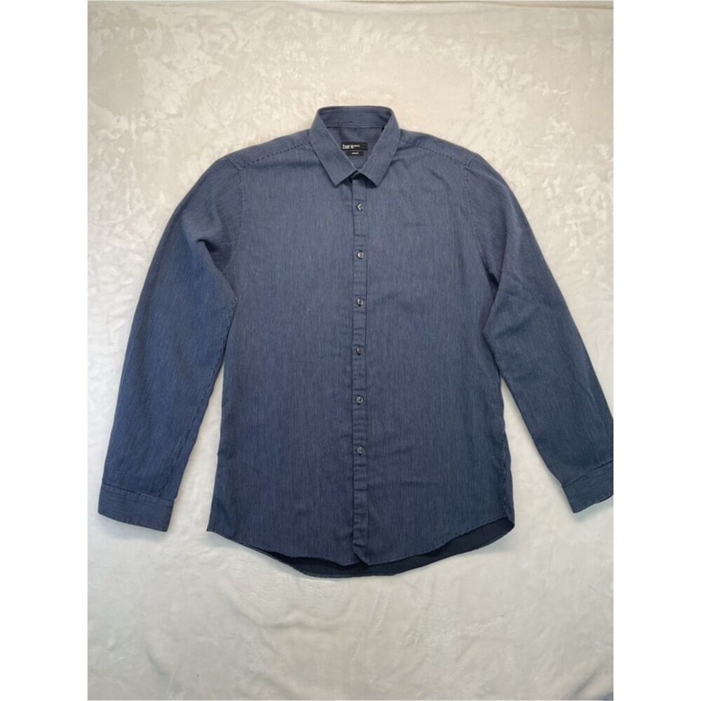 Bar III Slim Fit Dress Shirt Mens Medium Blue Micro Stripe Button Up Stretch M